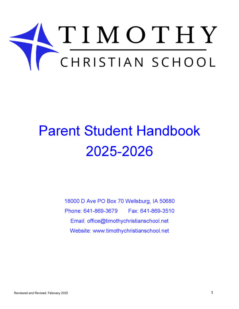 2025-2026 Parent Student HandbookCover